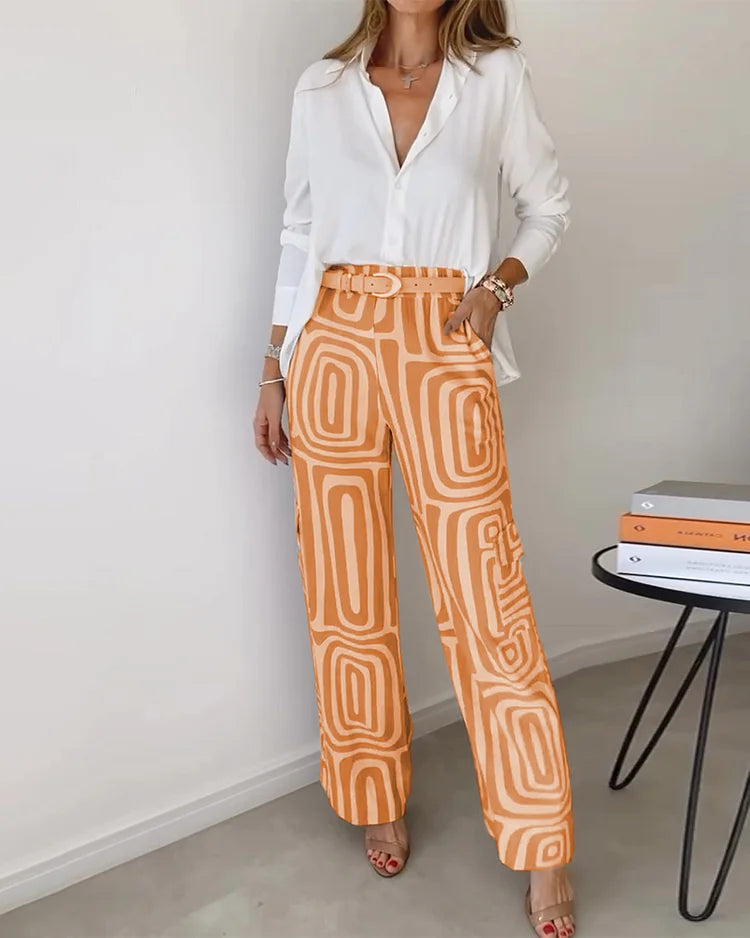 Rosario | Conjunto de Pantalones Elegante – Incluye Blusa y Cinturón