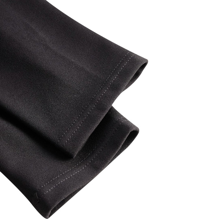 Marina | Vestido negro refinado con cinturón y cuello mandarín