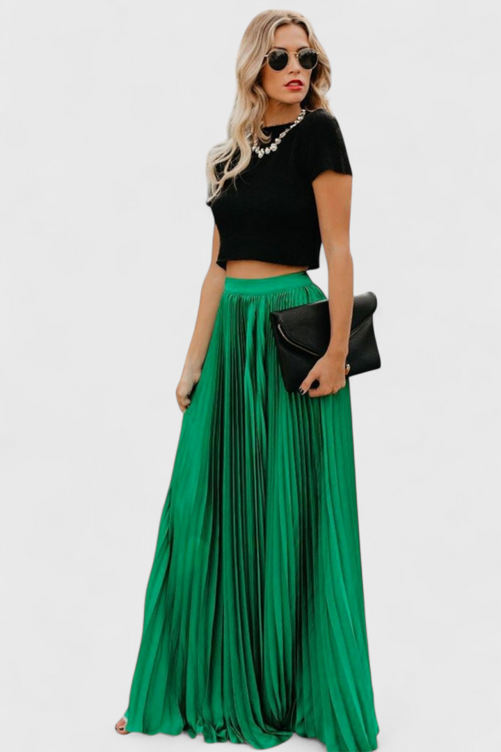 Mila Falda Larga Plisada de Talle Alto