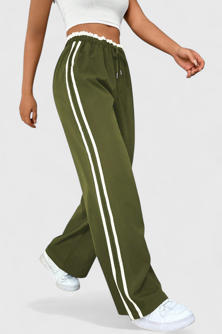 Alanys Pantalón Deportivo de Pierna Ancha con Detalle Lateral