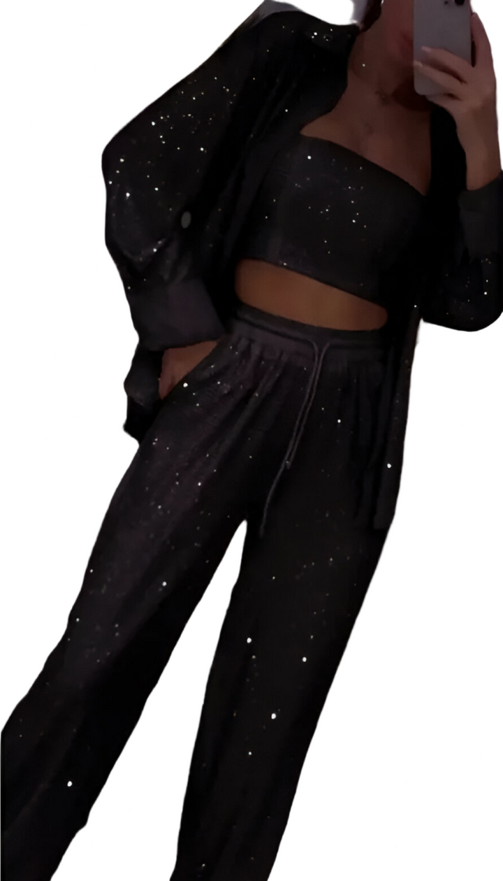 Nola™ | Conjunto de lounge moderno de 3 piezas con lentejuelas