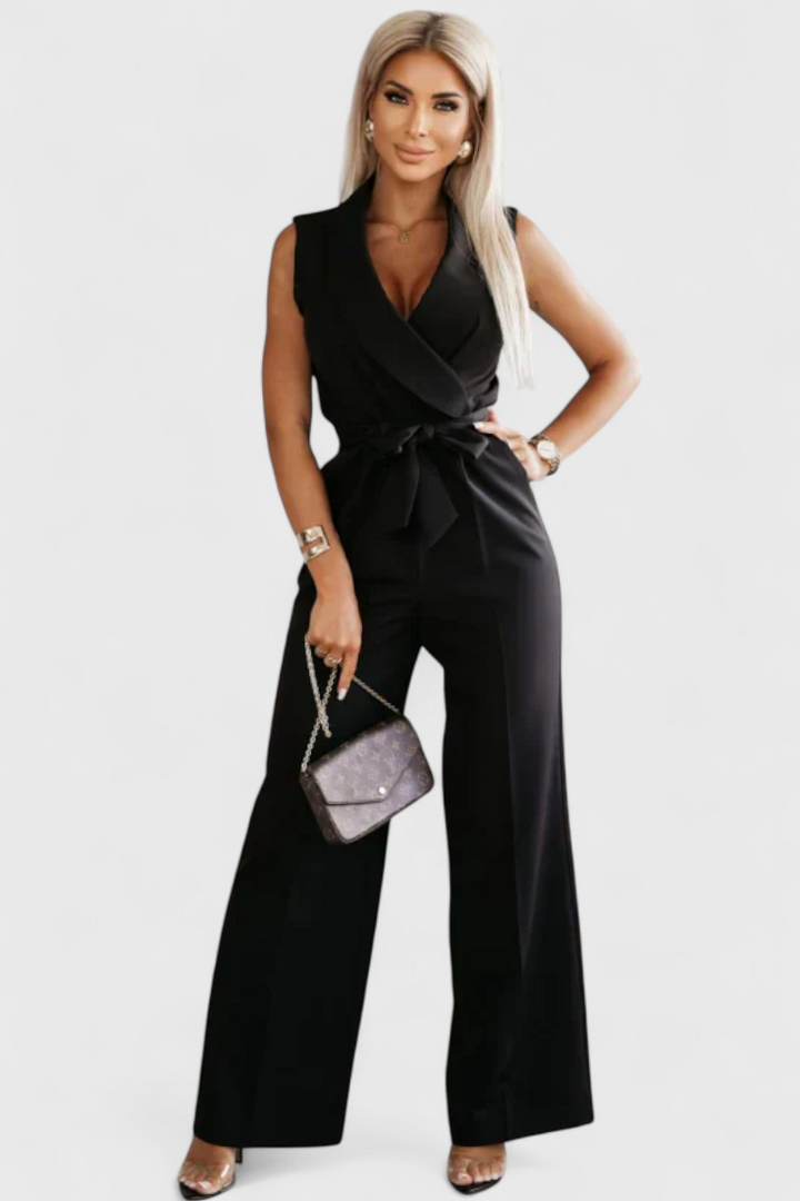 Montserrat Mono Elegante sin Mangas con Lazo y Caída Fluida