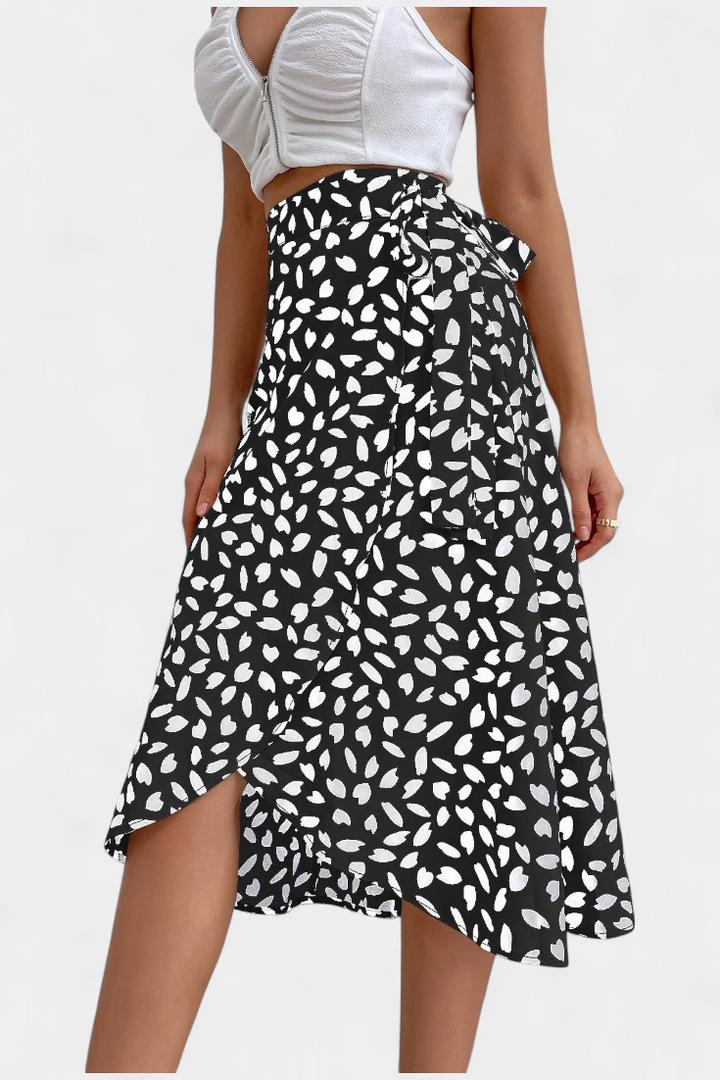 Camila Falda Envolvente Boho con Estampado Asimétrico