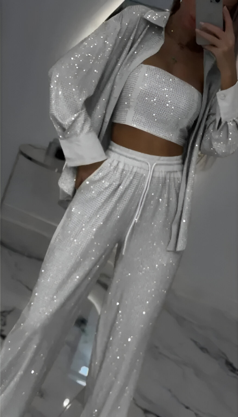 Nola™ | Conjunto de lounge moderno de 3 piezas con lentejuelas