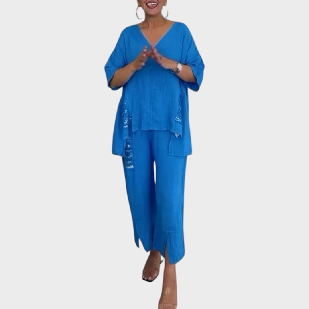 Bianca | Conjunto De Dos Piezas De Algodón Y Lino