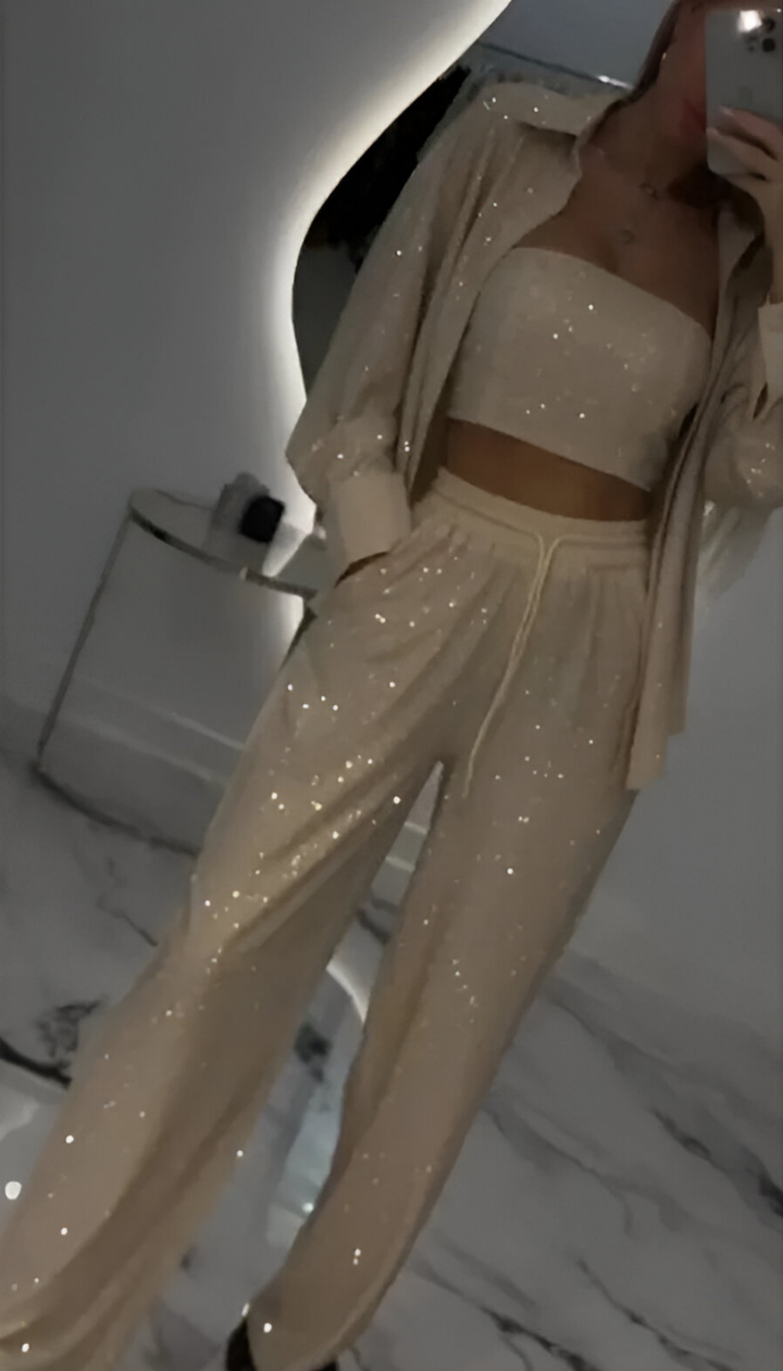 Nola™ | Conjunto de lounge moderno de 3 piezas con lentejuelas