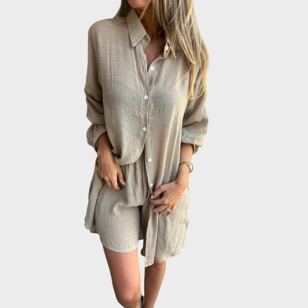Nora | Conjunto de camisa y pantalón corto de lino