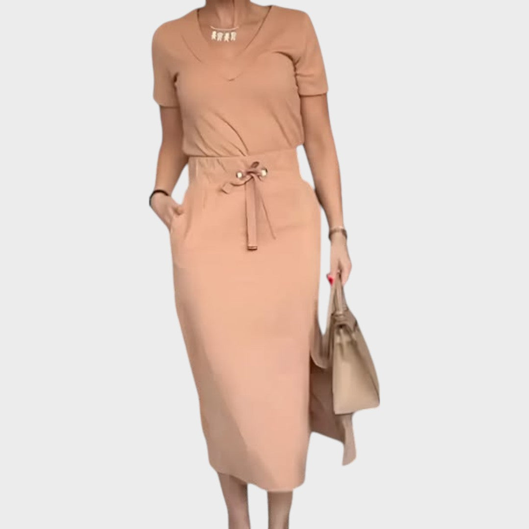 Aria | Elegant Top with V-Neck and Skirt