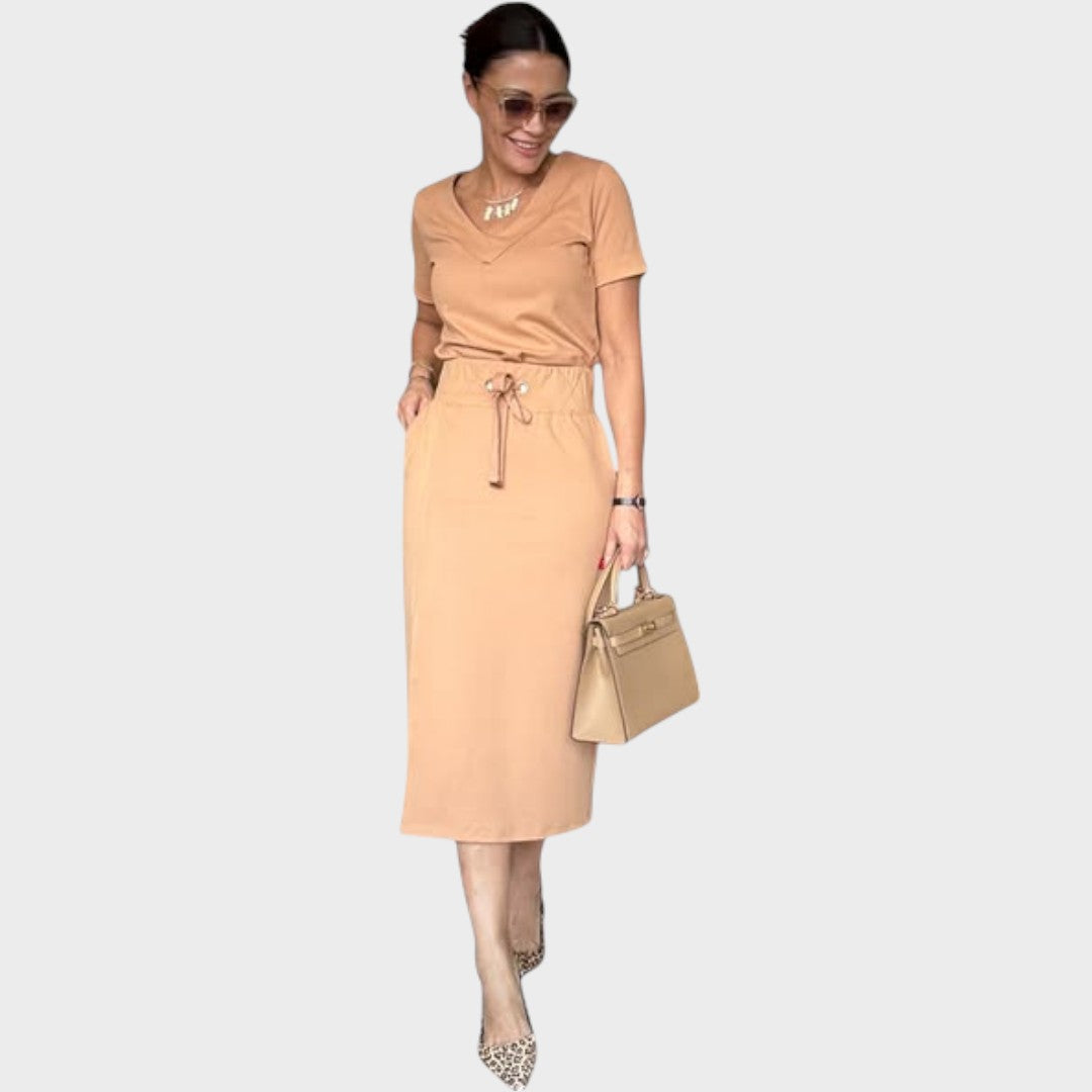 Aria | Elegant Top with V-Neck and Skirt