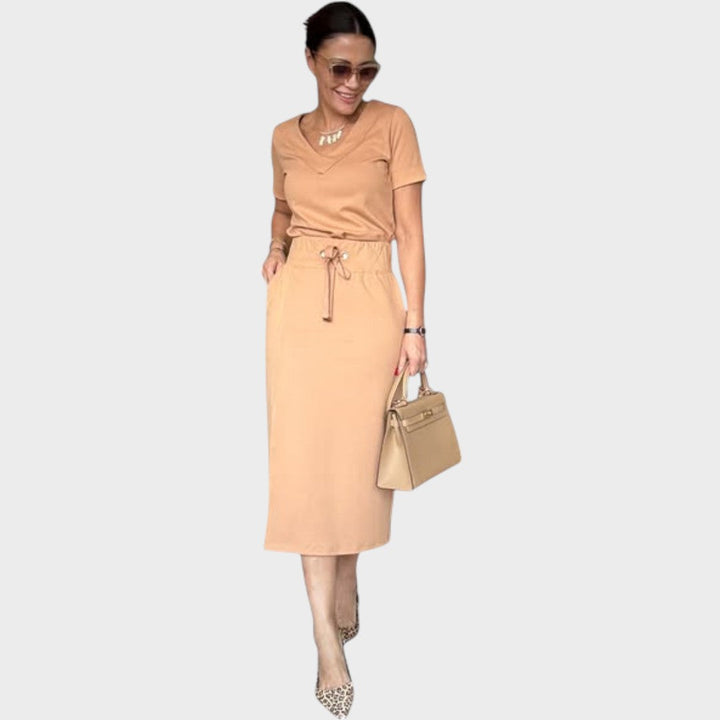 Aria | Elegant Top with V-Neck and Skirt