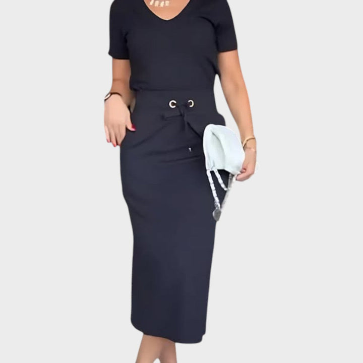 Aria | Elegant Top with V-Neck and Skirt