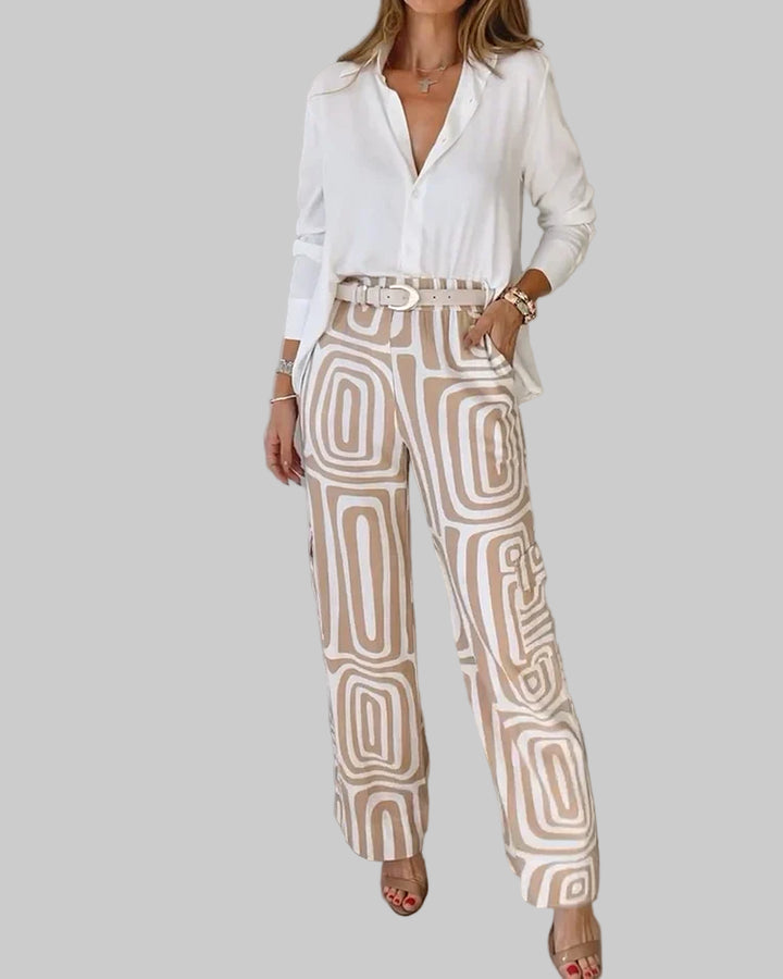 Rosario | Conjunto de Pantalones Elegante – Incluye Blusa y Cinturón