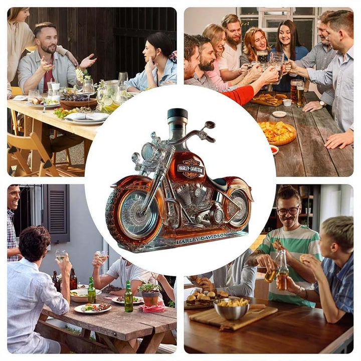 Botella de vidrio creativa en forma de motocicleta