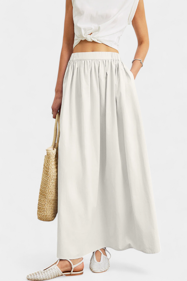 Yora Falda A-Line de Algodón con Cintura Elástica y Bolsillos