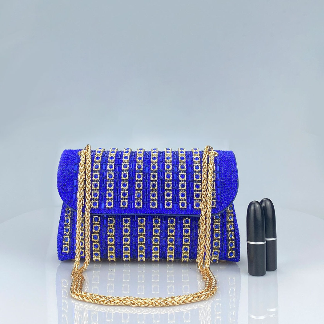 Alba | Bolso de Hombro con Cadena Chic y Diamantes de Color
