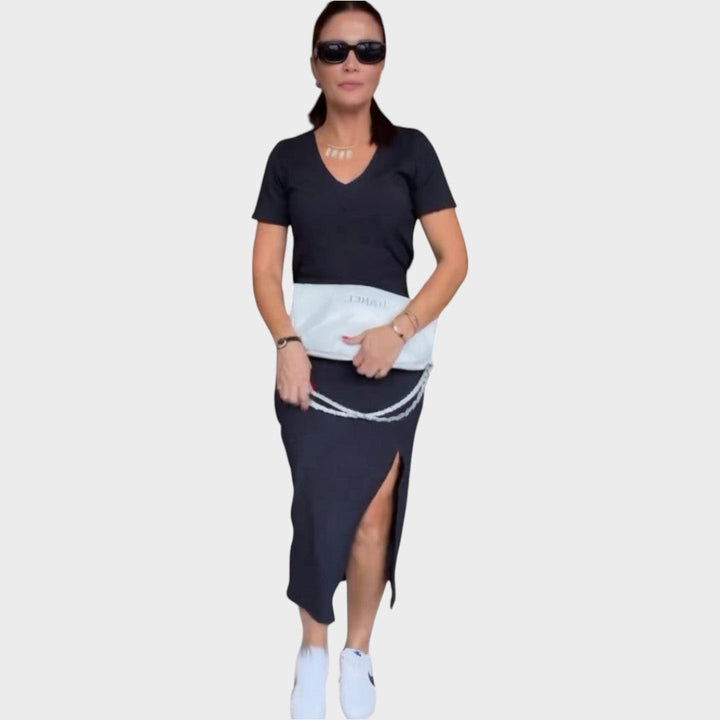 Aria | Elegant V-Neck Top and Skirt