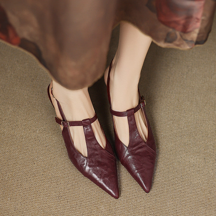 Tacones Altos de Cuero Noir Auténtico