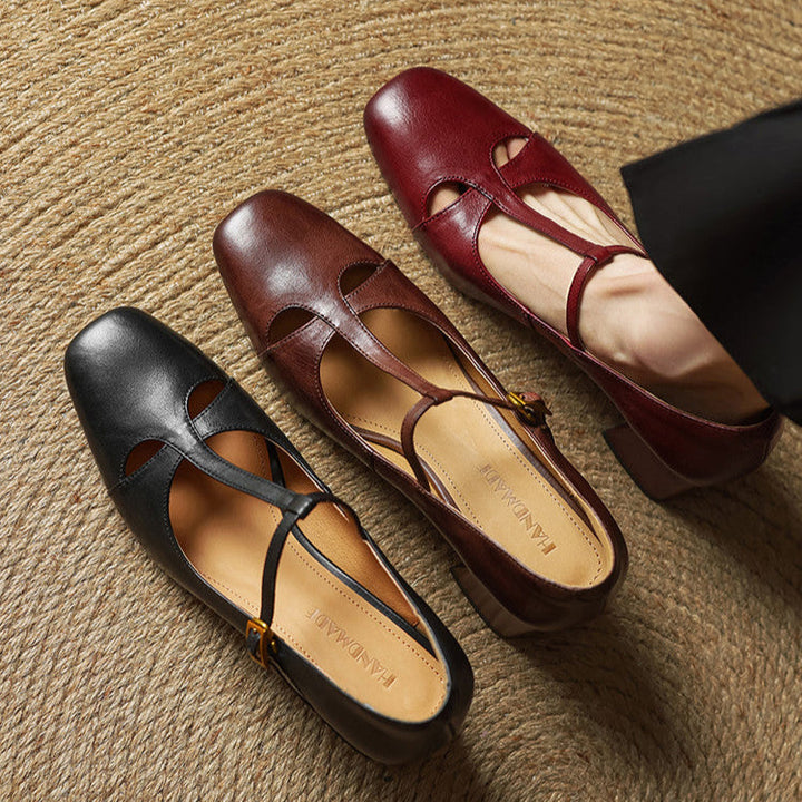 Elora Tacones Altos de Cuero Auténtico