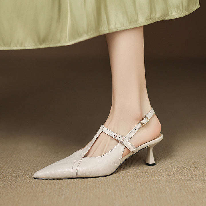 Tacones Altos de Cuero Noir Auténtico