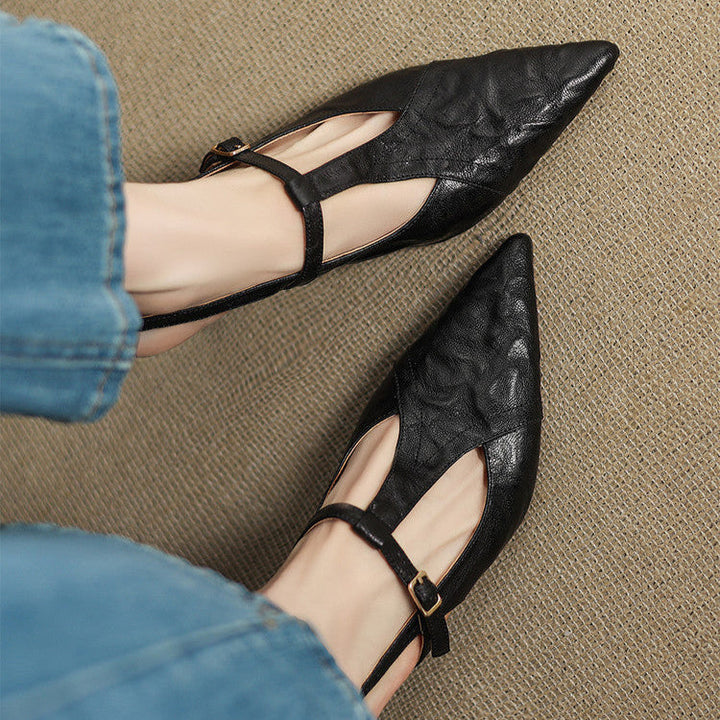 Tacones Altos de Cuero Noir Auténtico