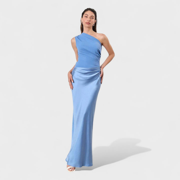 Ámbar - Vestido Maxivestido de Satén con Un Hombro