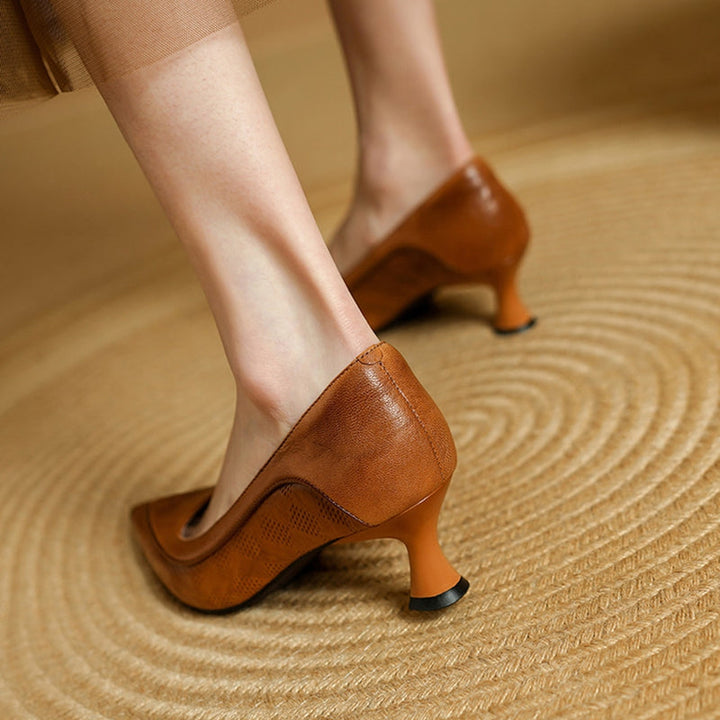 Zapatos de Tacón Alto de Cuero Auténtico Belle