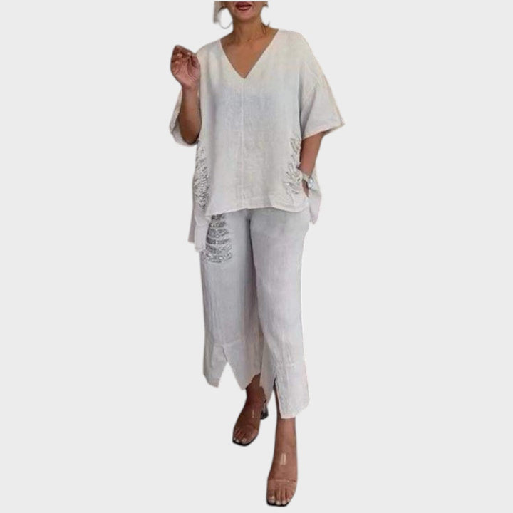 Bianca | Conjunto De Dos Piezas De Algodón Y Lino