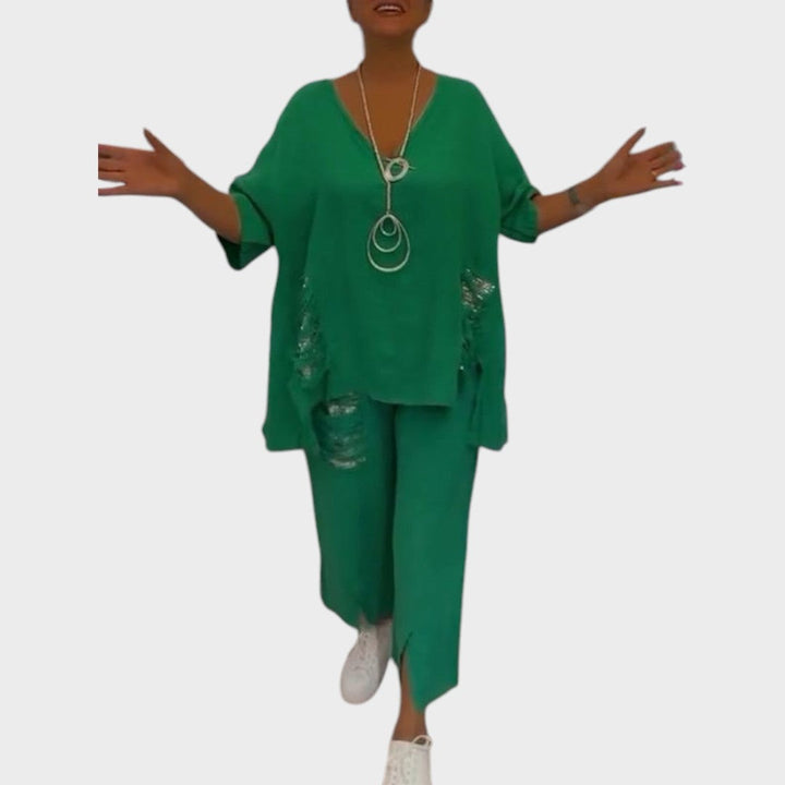 Bianca | Conjunto De Dos Piezas De Algodón Y Lino