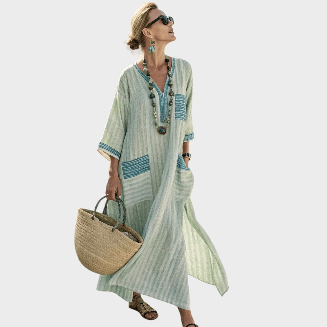 Jina | Vestido Fluido De Algodón Y Lino