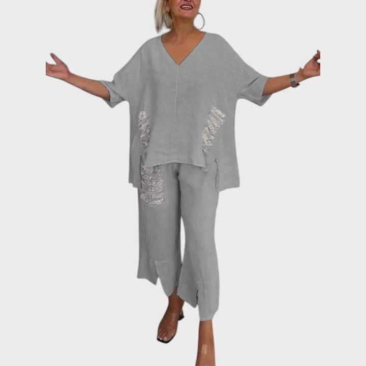 Bianca | Conjunto De Dos Piezas De Algodón Y Lino