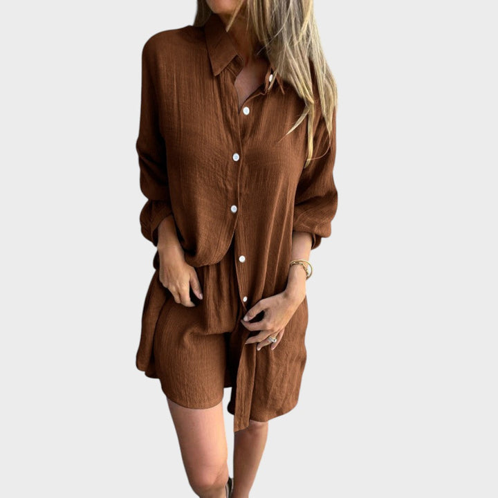 Nora | Conjunto de camisa y pantalón corto de lino