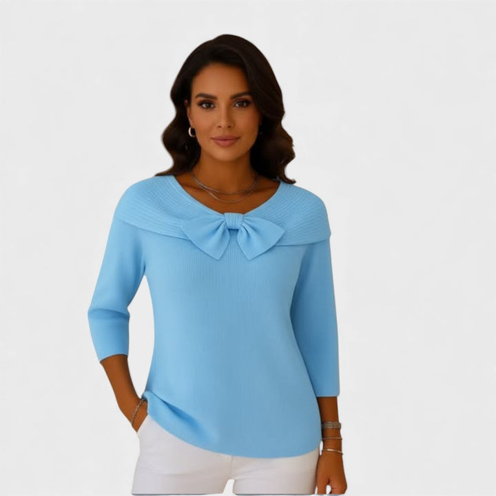 Selena – Suéter de Mujer con Lazo y Escote Redondo