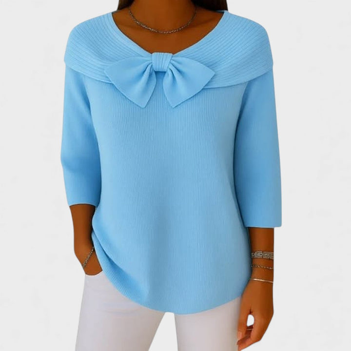 Selena – Suéter de Mujer con Lazo y Escote Redondo