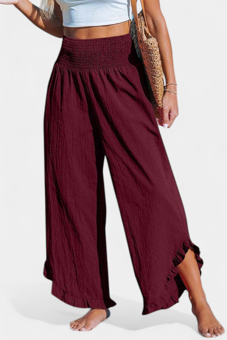 Justina Pantalón Palazzo con Volantes y Talle Alto