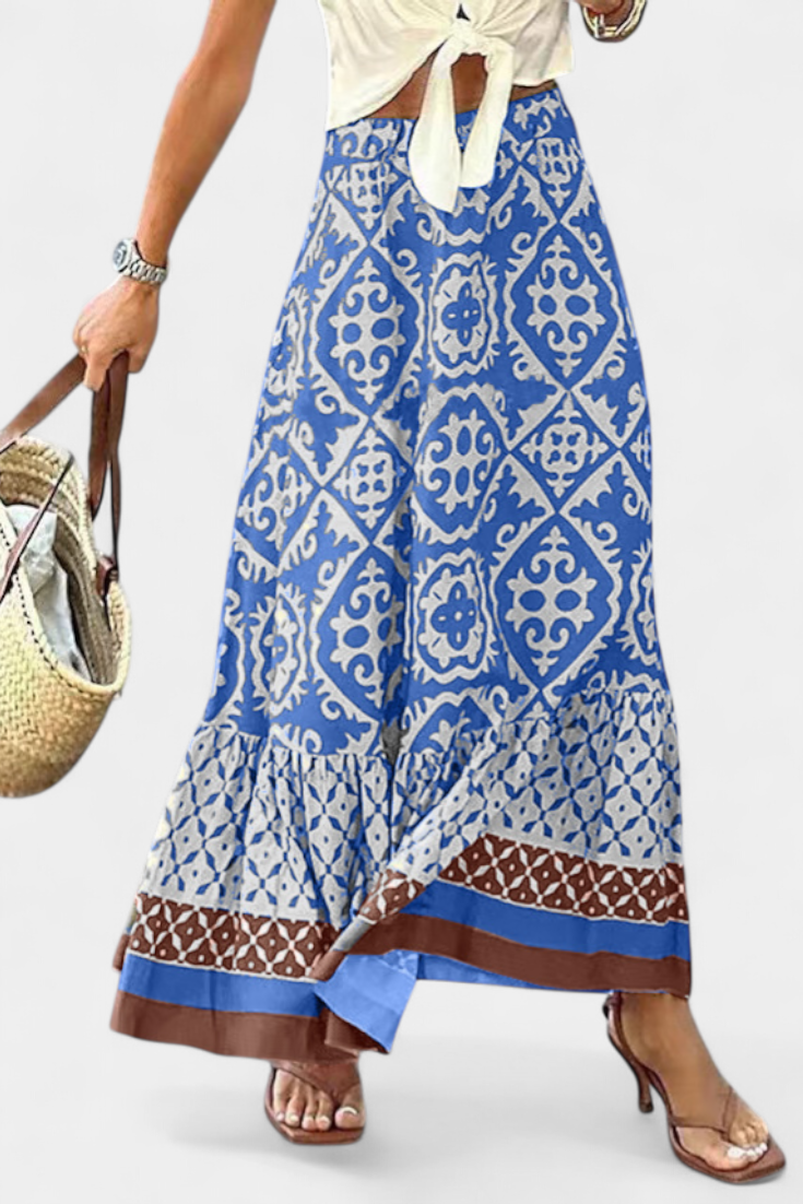 Ethel Falda Maxi Estampada con Volante