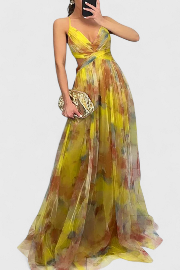 Ingrid Vestido Maxi Floral con Escote en V