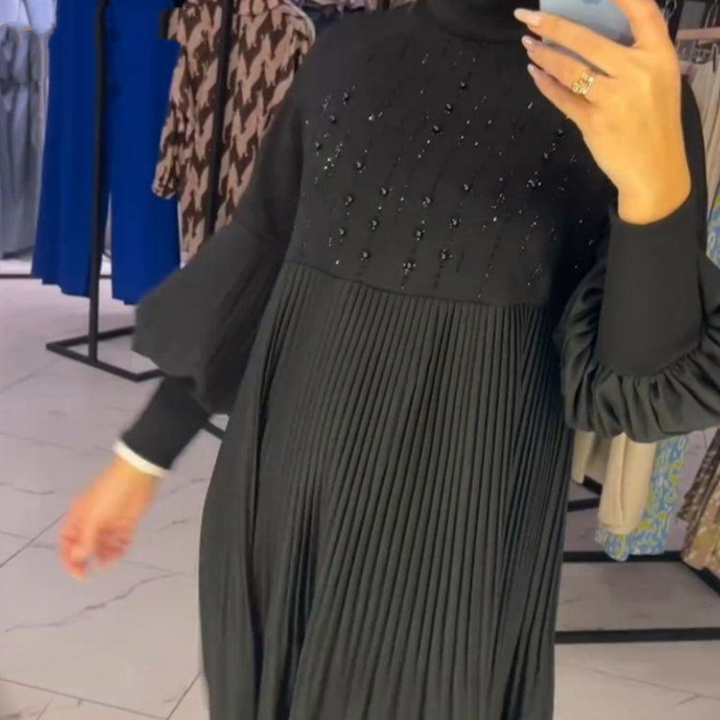 Luna™ | Elegante Vestido Plisado con Mangas Abullonadas